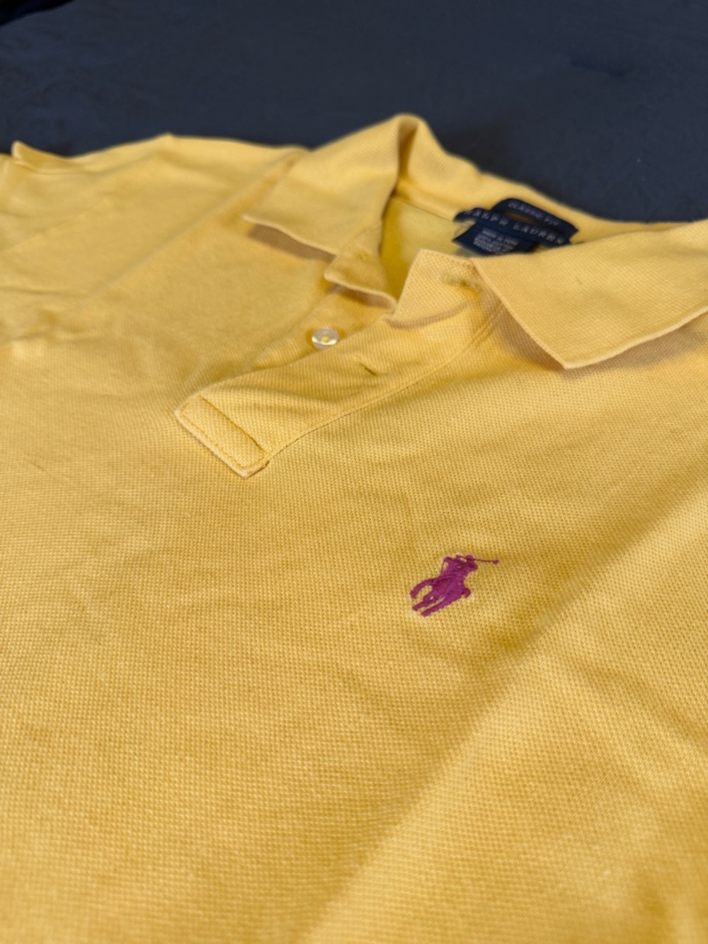 Ralph Lauren Yellow Classic Fit Polo with Pink Pony Logo - Picture 3 of 4